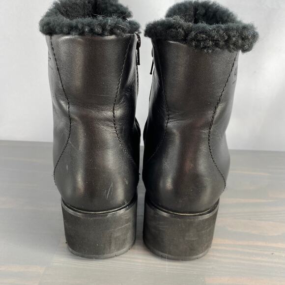 VTG UGG Australia Y2K 90s Leather Fur Boots Women 9 Black Chunky Platform Goth - Picture 5 of 11